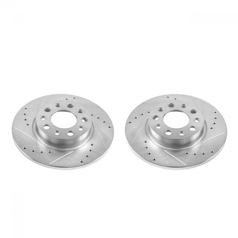 Power Stop Rear Pair of Drilled and Slotted Brake Rotors for 17+ Jeep Compass, 15+ Renegade