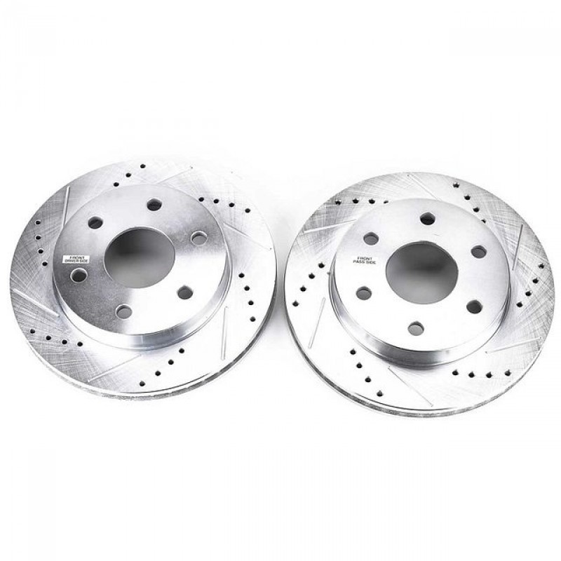 Power Stop Front Pair of Drilled and Slotted Brake Rotors for 99-06 Chevrolet Silverado and GMC Sierra 1500