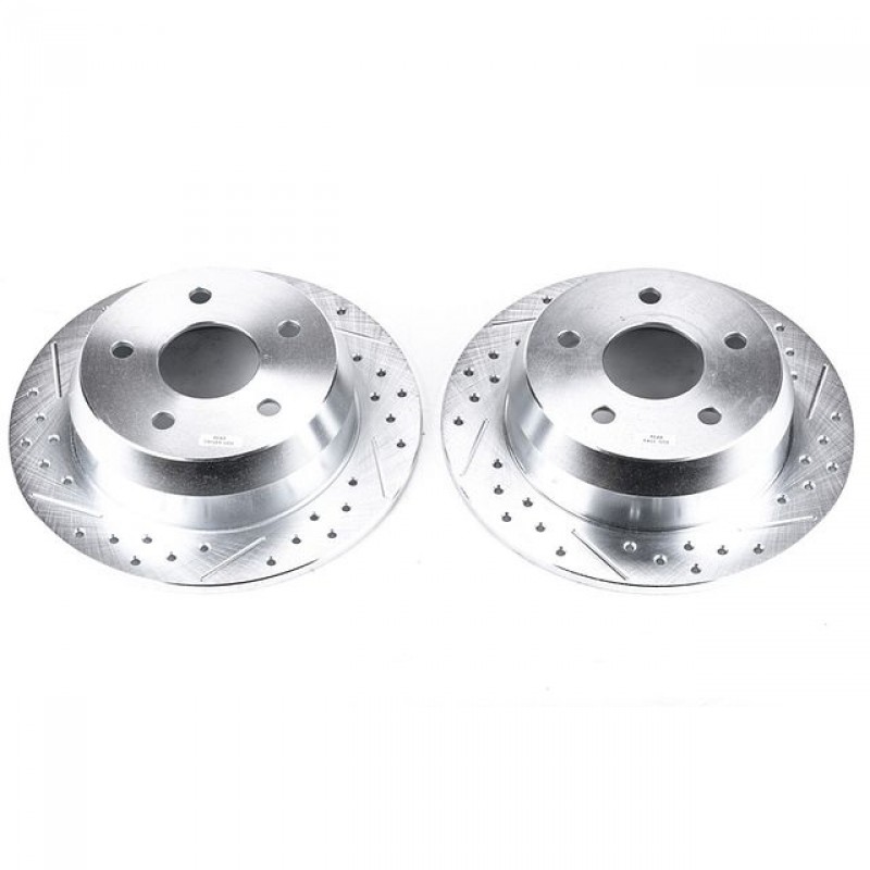 Power Stop Rear Pair of Drilled and Slotted Brake Rotors for 99-04 Jeep Grand Cherokee WJ