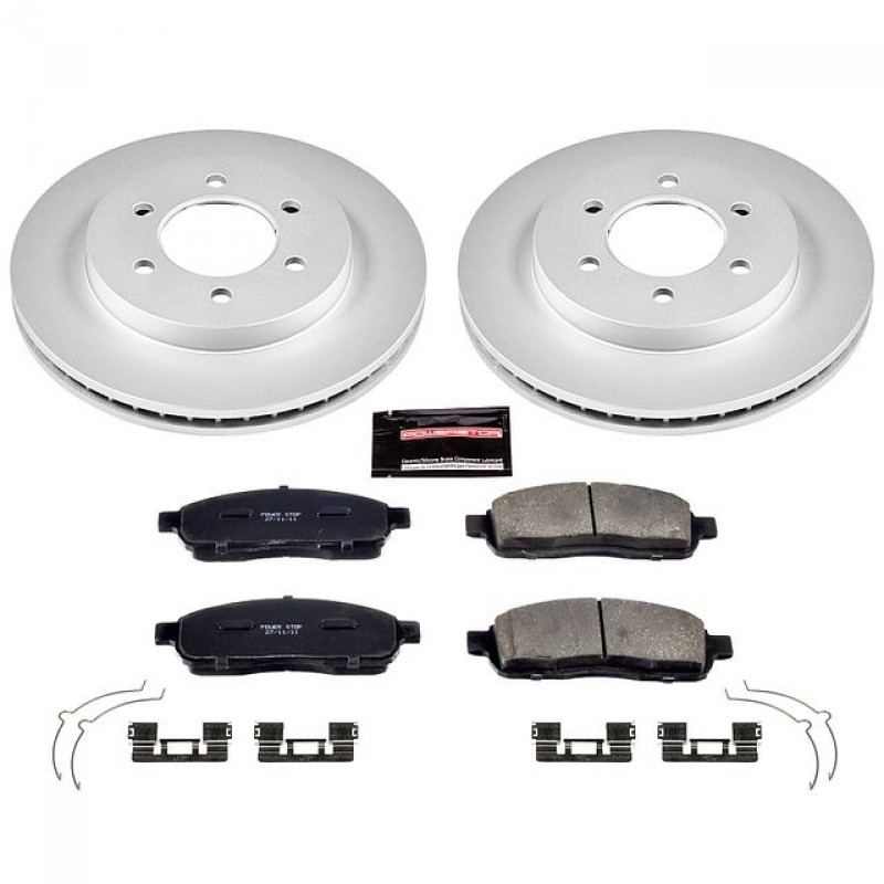 Power Stop Front Geomet Coated Brake Rotor and Pad Kit for 04-08 Ford F150 4WD