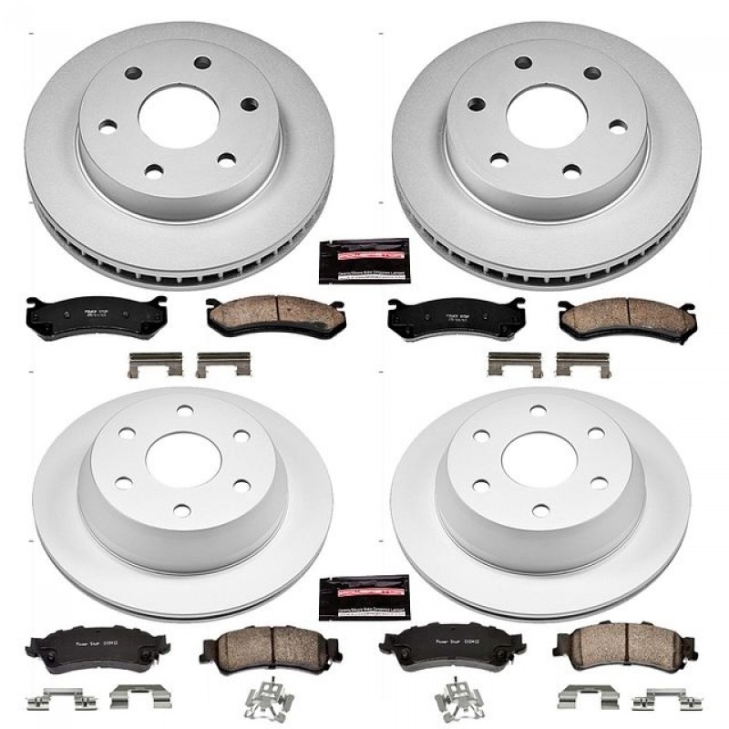Power Stop Front and Rear Geomet Coated Brake Rotor and Pad Kit for 99-06 Chevrolet Silverado and GMC Sierra 1500
