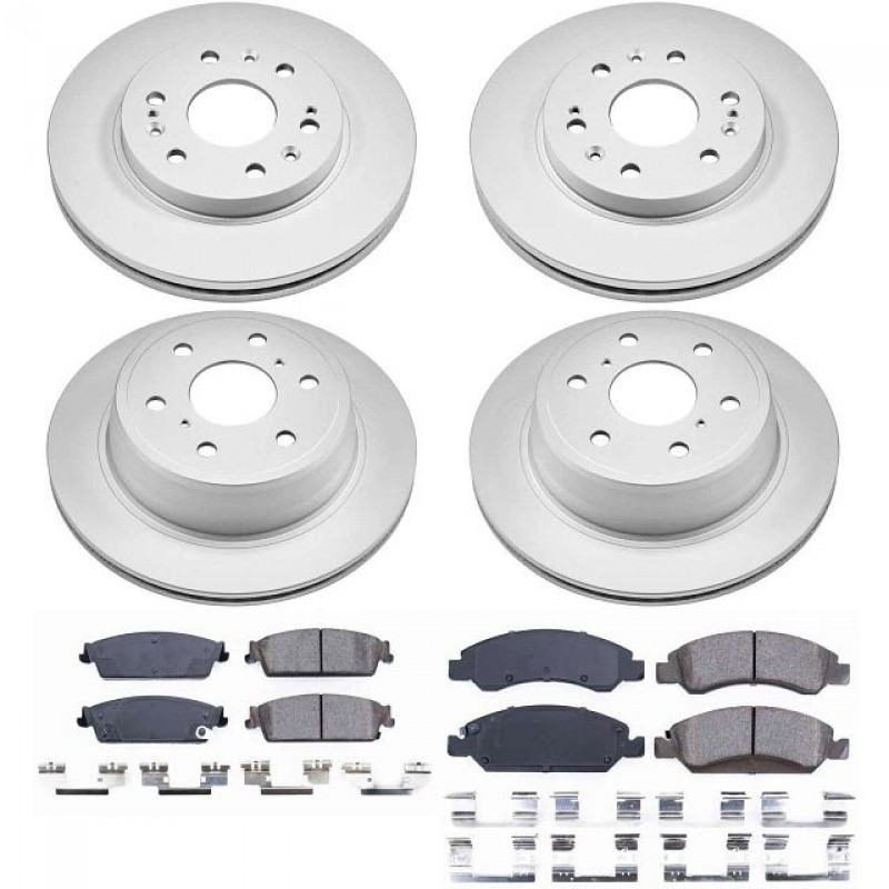 Power Stop Front and Rear Geomet Coated Brake Rotor and Pad Kit for 05-06 Chevrolet Silverado and GMC Sierra 1500