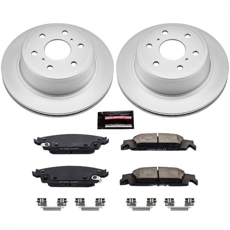 Power Stop Rear Geomet Coated Brake Rotor and Pad Kit for 14-18 Chevrolet Silverado and GMC Sierra 1500