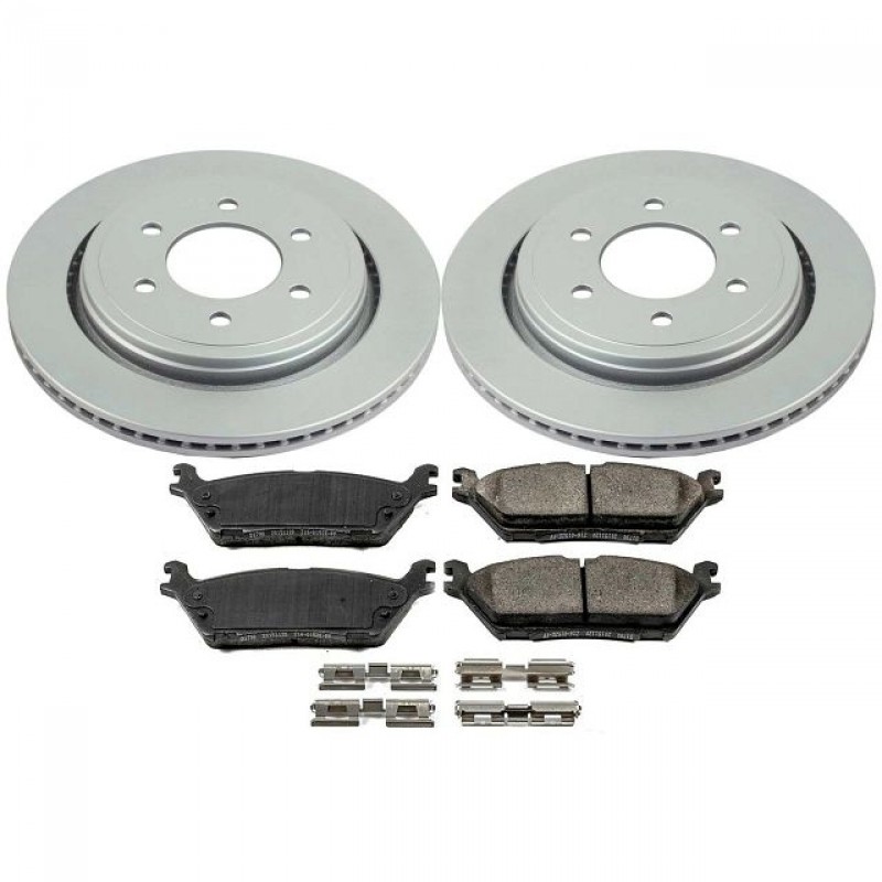 Power Stop Rear Geomet Coated Brake Rotor and Pad Kit for 15-17 Ford F150