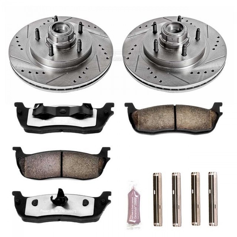 Power Stop Front Z36 Truck & Tow Brake Pad and Rotor Kit for 97-00 Ford F150 2WD with 2 Wheel ABS