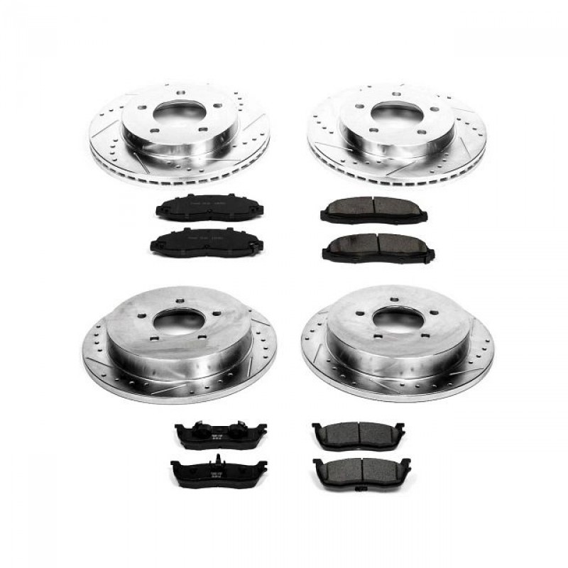Power Stop Front and Rear Ceramic Brake Pad and Drilled & Slotted Rotor Kit for 00-03 Ford F150, 2004 F150 Heritage, 4WD