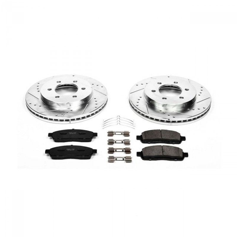 Power Stop Front Ceramic Brake Pad and Drilled & Slotted Rotor Kit for 04-08 Ford F150 4WD 6-Lug