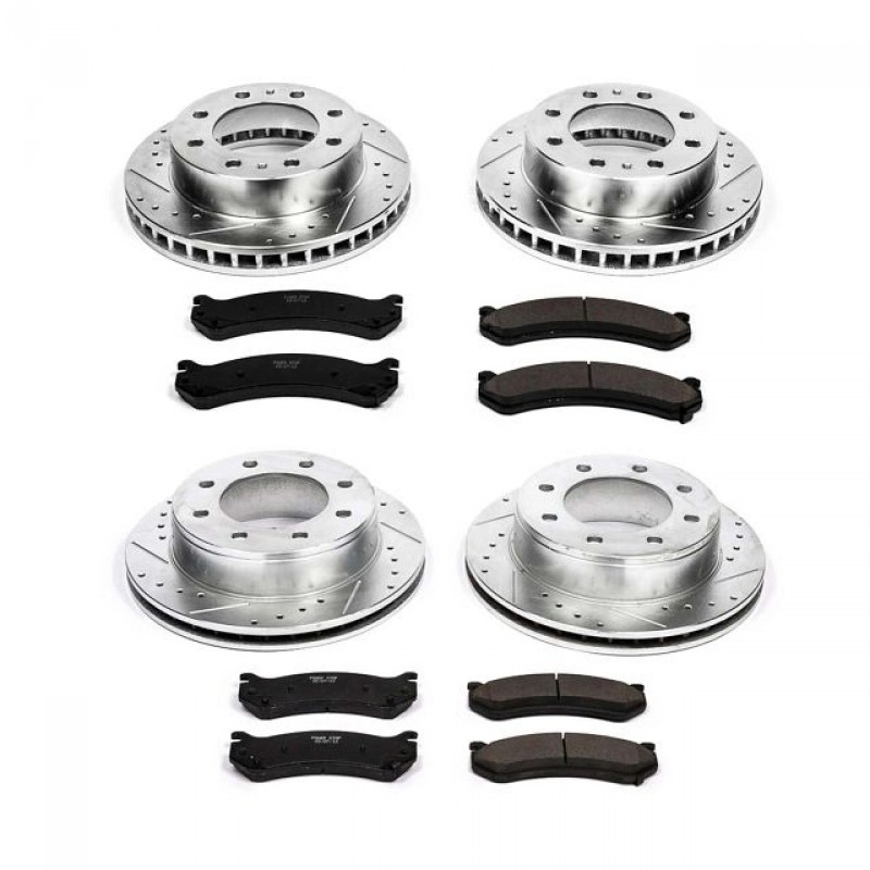 Power Stop Front and Rear Ceramic Brake Pad and Drilled & Slotted Rotor Kit for 05-06 Chevrolet Silverado and GMC Sierra 1500, 2007 Classic Model
