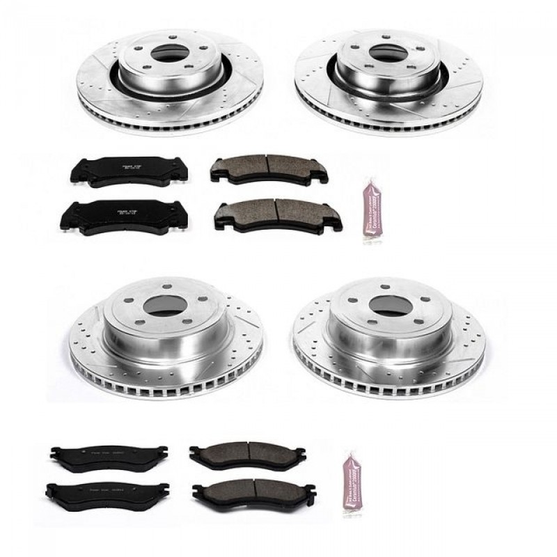 Power Stop Front and Rear Ceramic Brake Pad and Drilled & Slotted Rotor Kit for 05-06 Dodge Ram 1500