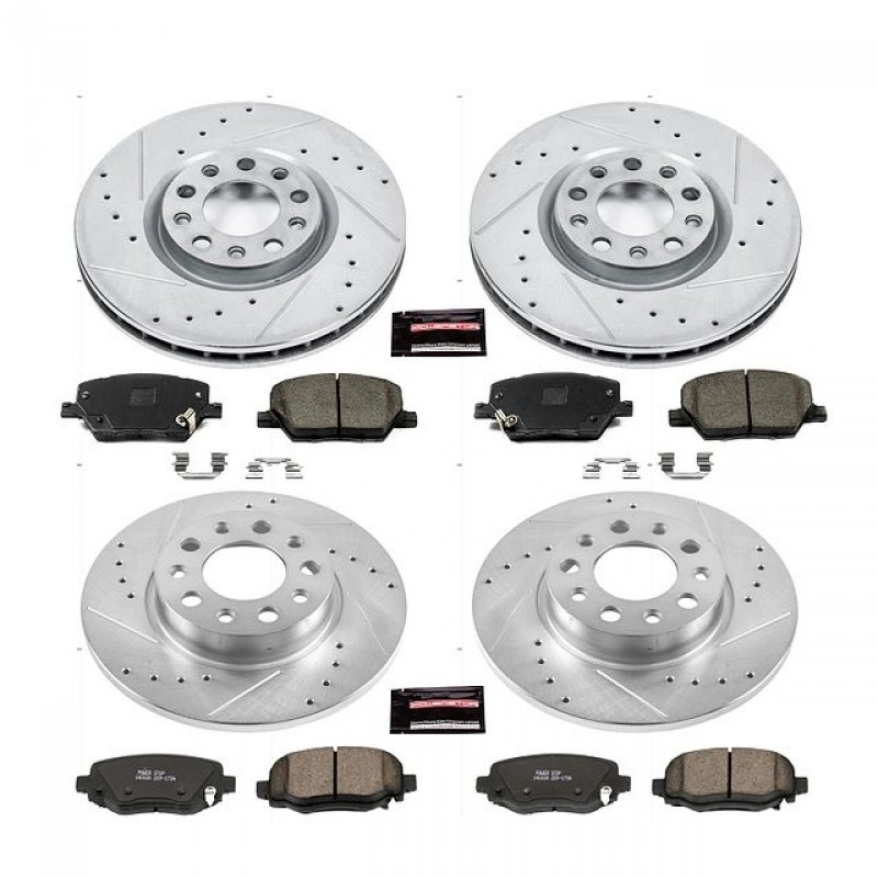 Power Stop Front and Rear Ceramic Brake Pad and Drilled & Slotted Rotor Kit  for 15-19 Jeep Renegade BU