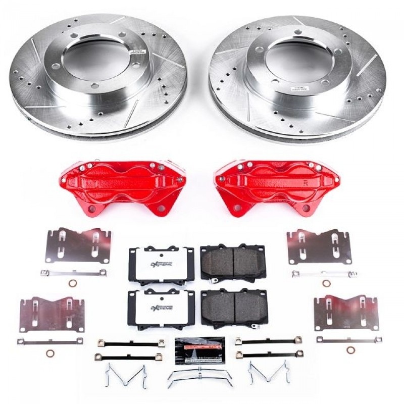 Power Stop Front Z36 Truck & Tow Brake Pad and Rotor Kit with Red Powder Coated Calipers for 98-02 Toyota Land Cruiser
