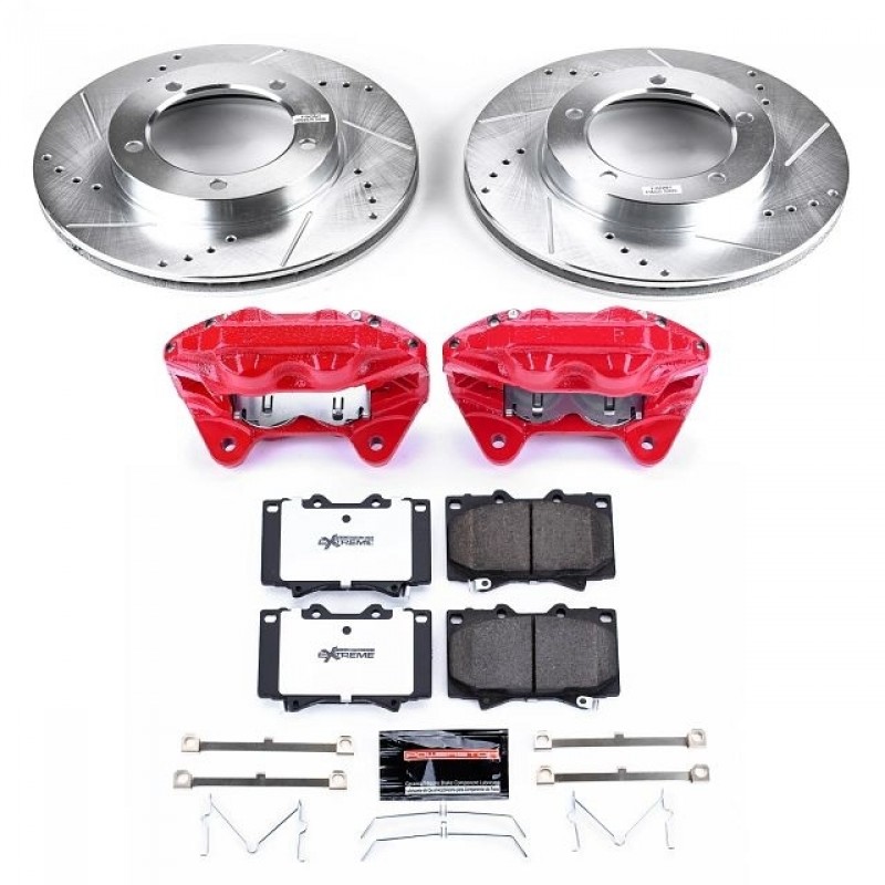 Power Stop Front Z36 Truck & Tow Brake Pad and Rotor Kit with Red Powder Coated Calipers for 03-07 Toyota Land Cruiser