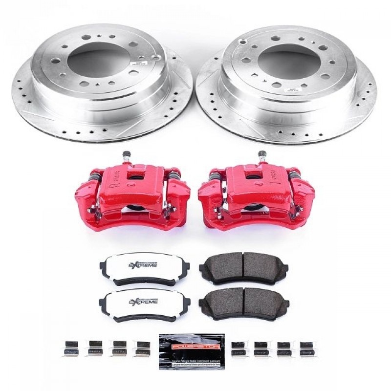 Power Stop Rear Z36 Truck & Tow Brake Pad and Rotor Kit with Red Powder Coated Calipers for 98-07 Toyota Land Cruiser