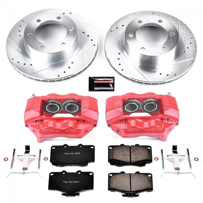 Power Stop Front Z23 Evolution Brake Pad and Rotor Kit with Red Powder Coated Calipers for 95-02 and 2004 Toyota Tacoma