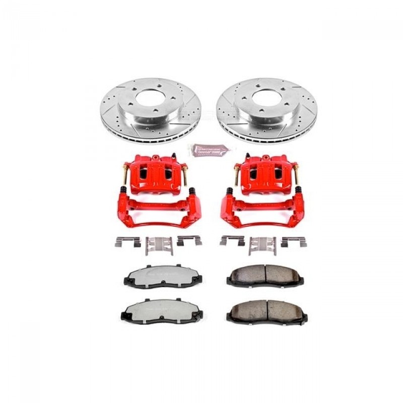 Power Stop Front Z36 Truck & Tow Brake Pad and Rotor Kit with Red Powder Coated Calipers for 99-03 Ford F150, 2004 F150 Heritage