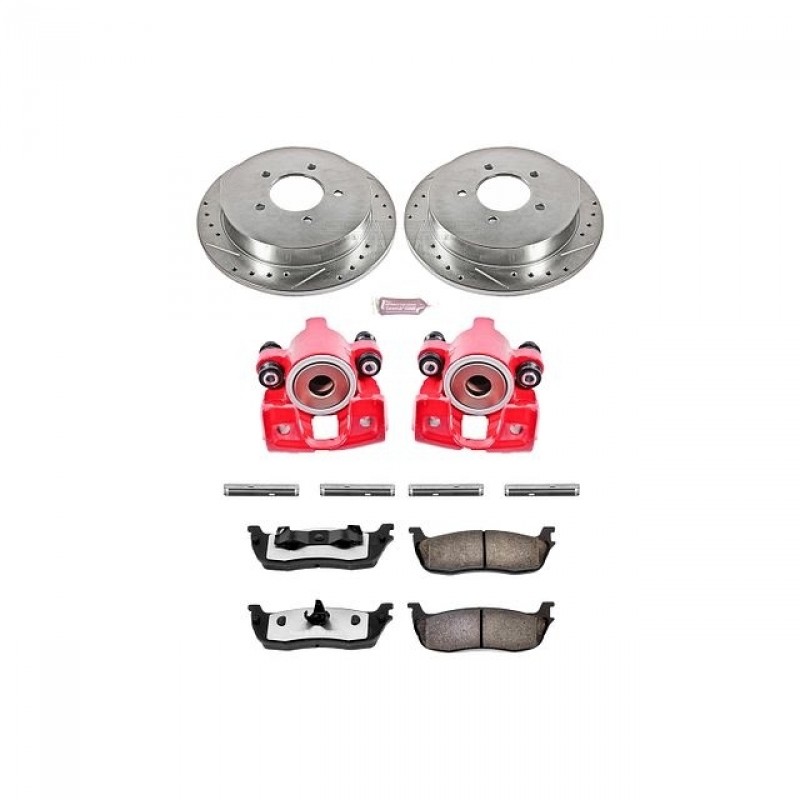 Power Stop Rear Z36 Truck & Tow Brake Pad and Rotor Kit with Red Powder Coated Calipers for 99-00 Ford F150