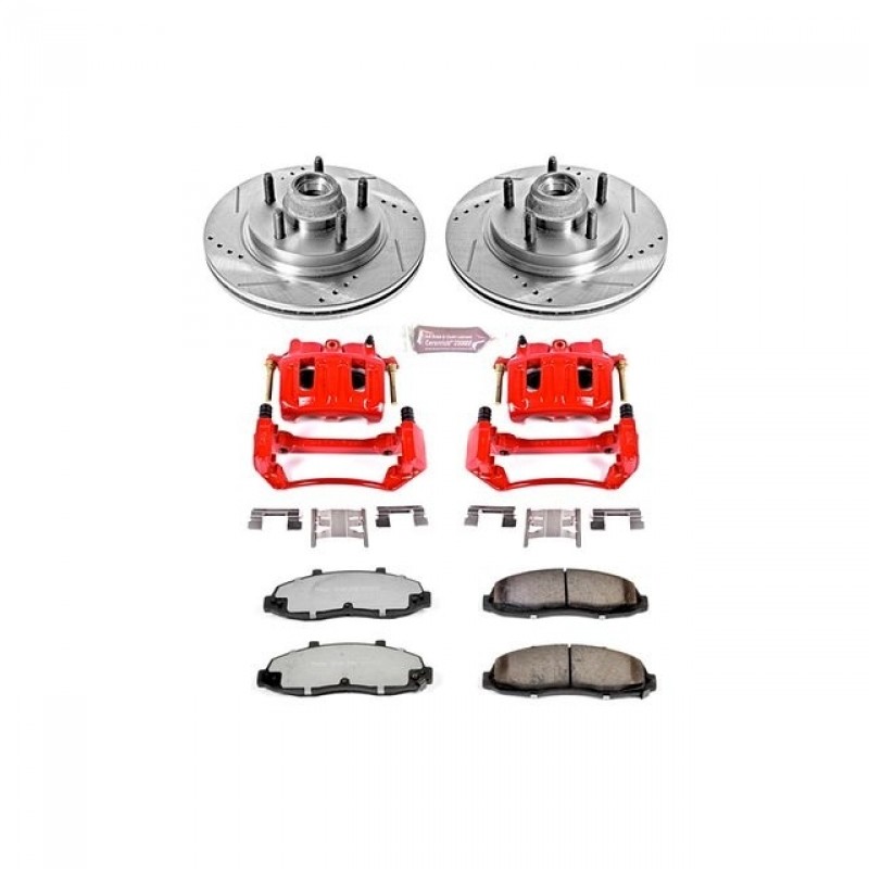 Power Stop Front Z36 Truck & Tow Brake Pad and Rotor Kit with Red Powder Coated Calipers for 00-03 Ford F150, 2004 F150 Heritage 2WD