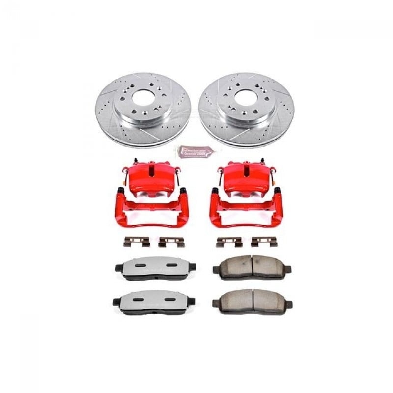 Power Stop Front Z36 Truck & Tow Brake Pad and Rotor Kit with Red Powder Coated Calipers for 05-08 Ford F150 4WD 6-Lug
