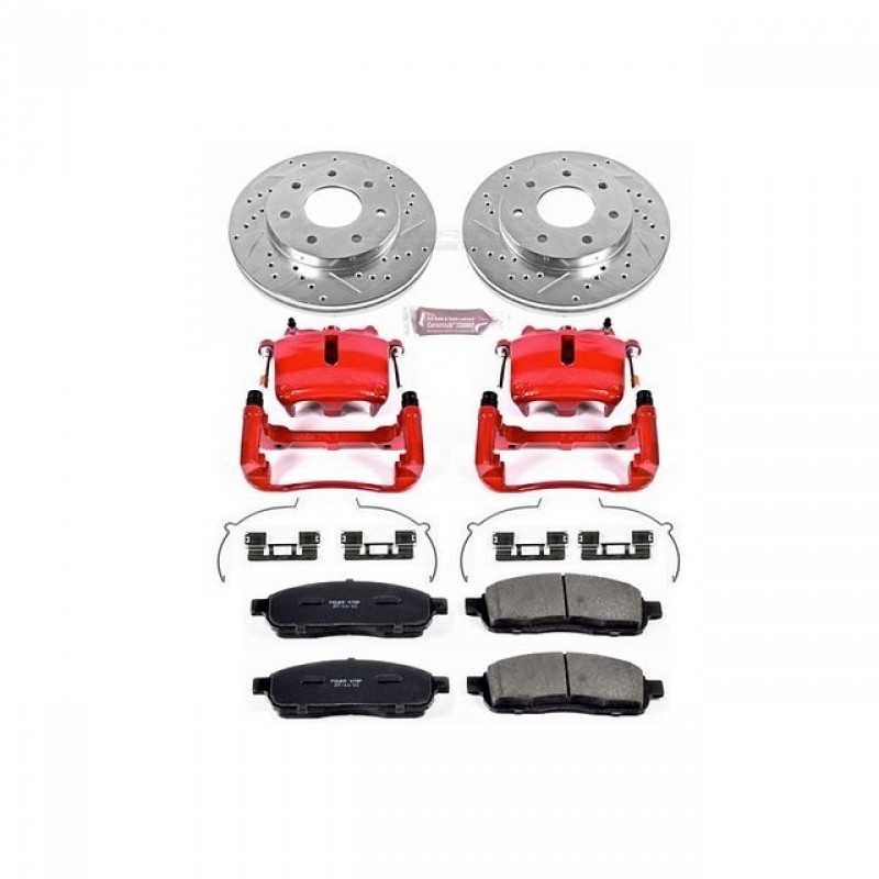 Power Stop Front Z23 Evolution Brake Pad and Rotor Kit with Red Powder Coated Calipers for 05-08 Ford F150 4WD 7-Lug