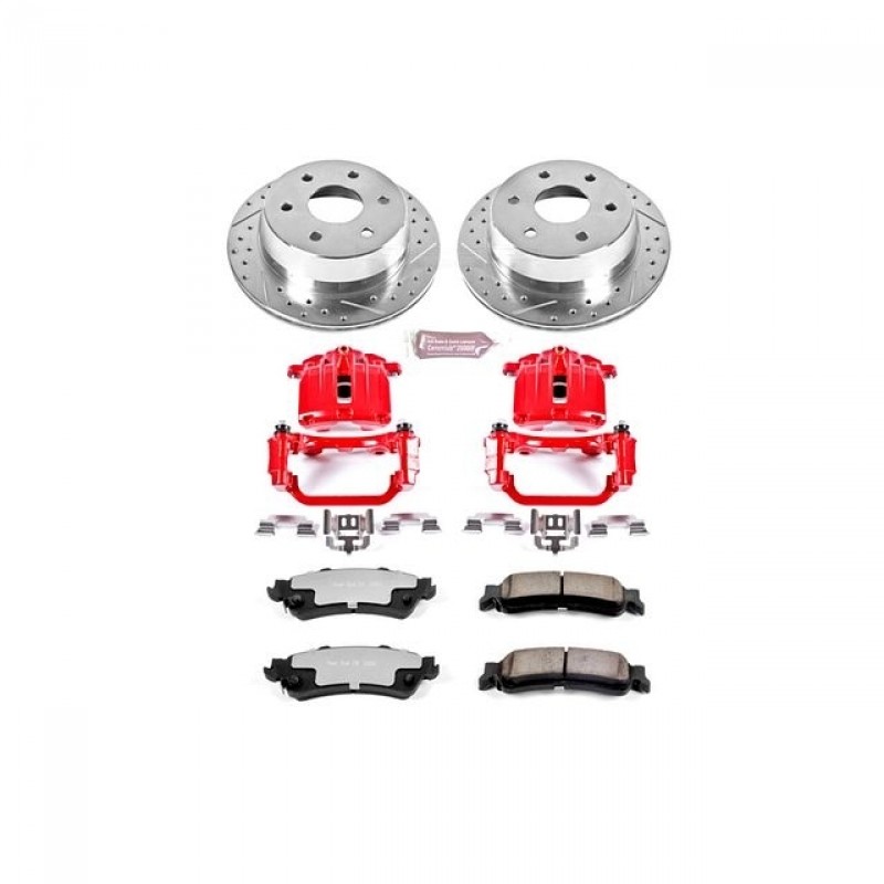 Power Stop Rear Z36 Truck & Tow Brake Pad and Rotor Kit with Red Powder Coated Calipers for 99-02 Chevrolet Silverado and GMC Sierra