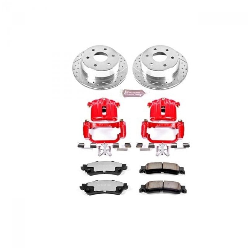 Power Stop Rear Z36 Truck & Tow Brake Pad and Rotor Kit with Red Powder Coated Calipers for 03-06 Chevrolet Silverado and GMC Sierra, 2007 Classic Model