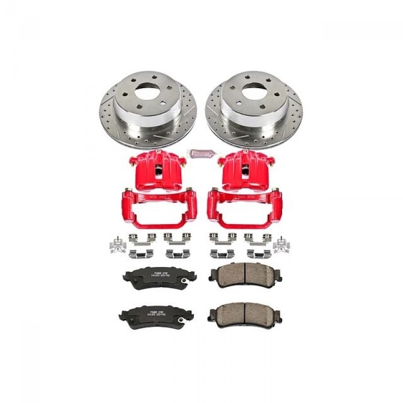 Power Stop Rear Z23 Evolution Brake Pad and Rotor Kit with Red Powder Coated Calipers for 03-06 Chevrolet Silverado and GMC Sierra, 2007 Classic Model