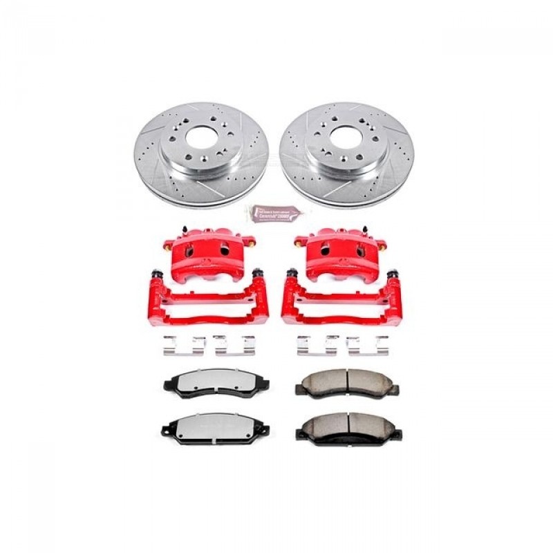 Power Stop Front Z36 Truck & Tow Brake Pad and Rotor Kit with Red Powder Coated Calipers for 05-06 Chevrolet Silverado and GMC Sierra 1500, 2007 Classic Model