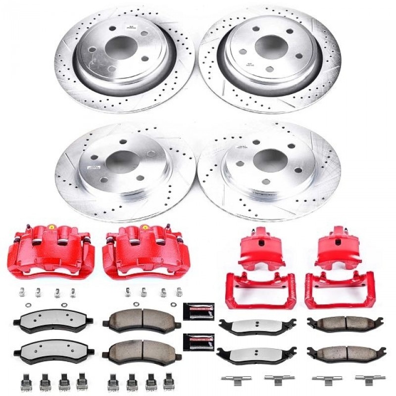 Power Stop Front and Rear Z36 Truck & Tow Brake Pad and Rotor Kit with Red Powder Coated Calipers for 09+ Dodge Ram 1500