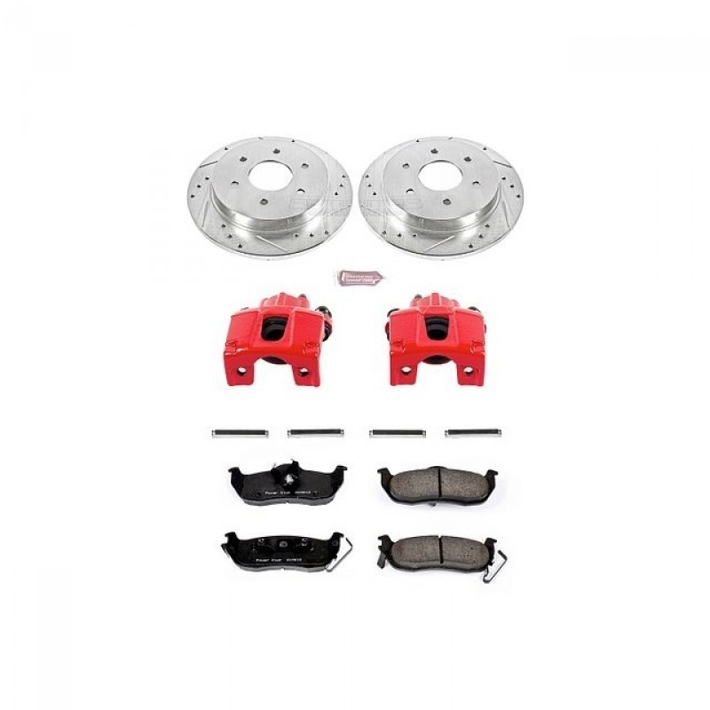 Power Stop Rear Z23 Evolution Brake Pad and Rotor Kit with Red Powder Coated Calipers for 04-15 Nissan Titan, 05-15 Armada