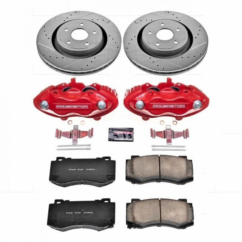 Power Stop Front Z23 Evolution Brake Pad and Rotor Kit with Red Powder Coated Calipers for 06-10 Jeep Grand Cherokee WK
