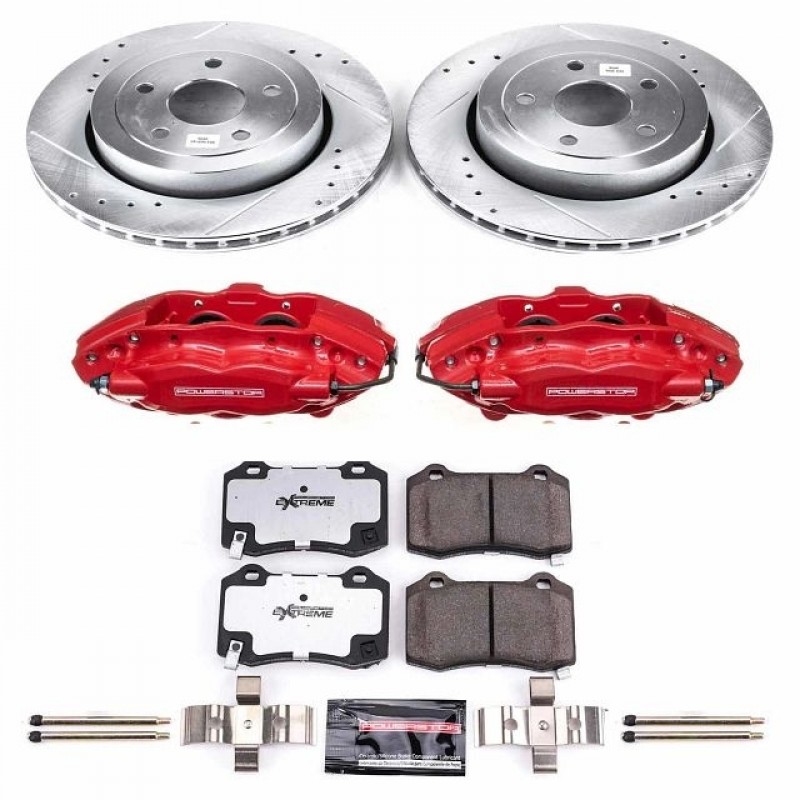 Power Stop Rear Z26 Street Warrior Brake Pad and Rotor Kit with Red Powder Coated Calipers for 06-10 Jeep Grand Cherokee WK