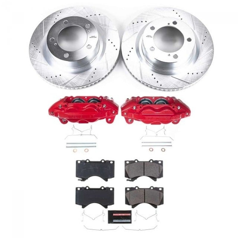 Power Stop Front Z36 Truck & Tow Brake Pad and Rotor Kit with Red Powder Coated Calipers for 15-21 Toyota Tundra