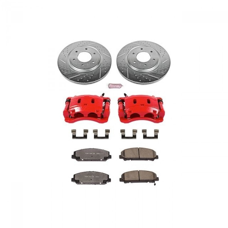 Power Stop Front Z36 Truck & Tow Brake Pad and Rotor Kit with Red Powder Coated Calipers for 08-10 Nissan Titan, 07-11 Armada