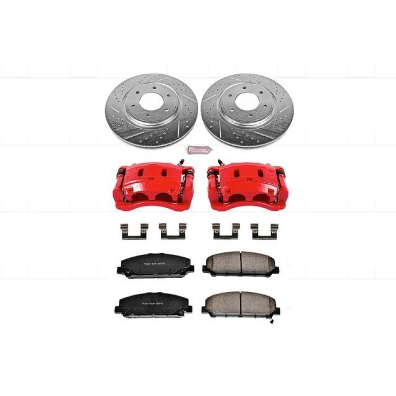 Power Stop Front Z23 Evolution Brake Pad and Rotor Kit with Red Powder Coated Calipers for 08-10 Nissan Titan, 07-11 Armada