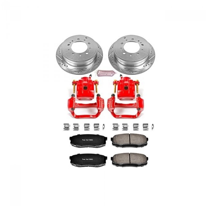 Power Stop Rear Z23 Evolution Brake Pad and Rotor Kit with Red Powder Coated Calipers for 07-15 Toyota Tundra
