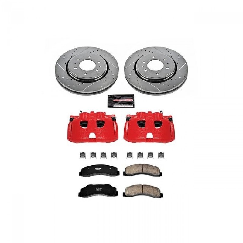 Power Stop Front Z23 Evolution Brake Pad and Rotor Kit with Red Powder Coated Calipers for 10-11 Ford F150