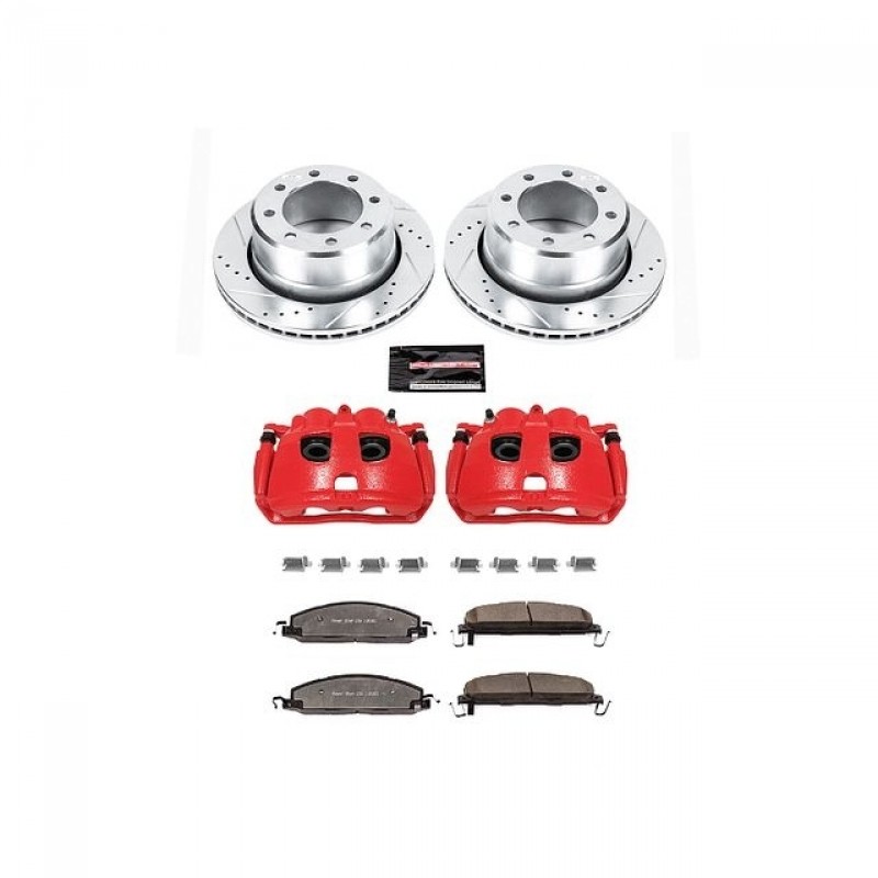 Power Stop Rear Z36 Truck & Tow Brake Pad and Rotor Kit with Red Powder Coated Calipers for 09-18 Dodge Ram 2500/3500