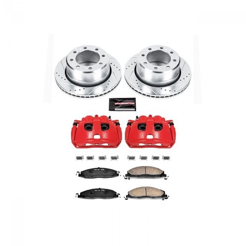 Power Stop Rear Z23 Evolution Brake Pad and Rotor Kit with Red Powder Coated Calipers for 09-18 Dodge Ram 2500/3500
