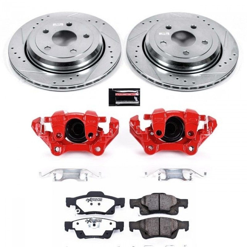 Power Stop Rear Z36 Truck & Tow Brake Pad and Rotor Kit with Red Powder Coated Calipers for 11+ Jeep Grand Cherokee with Vented Rear Rotors