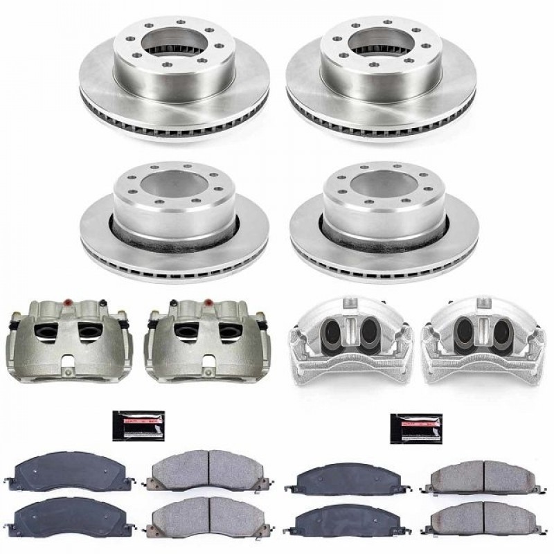 Power Stop Front and Rear Stock Replacement Brake Pad and Rotor Kit with Calipers for 09-12 Dodge Ram 2500/3500