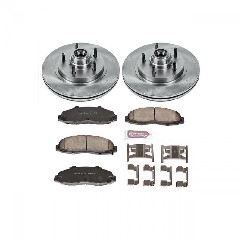 Power Stop Front Stock Replacement Brake Pad and Rotor Kit for 97-00 Ford F150 2WD with 4-Wheel ABS