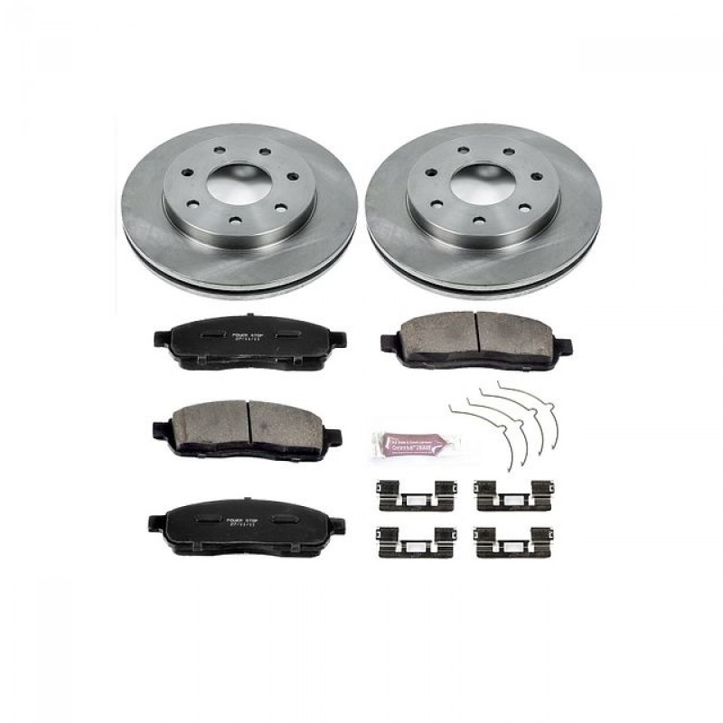 Power Stop Front Stock Replacement Brake Pad and Rotor Kit for 04-08 Ford F150 4WD 7-Lug