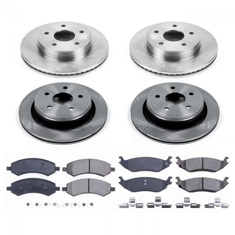Power Stop Front and Rear Stock Replacement Brake Pad and Rotor Kit for 06+ Dodge Ram 1500