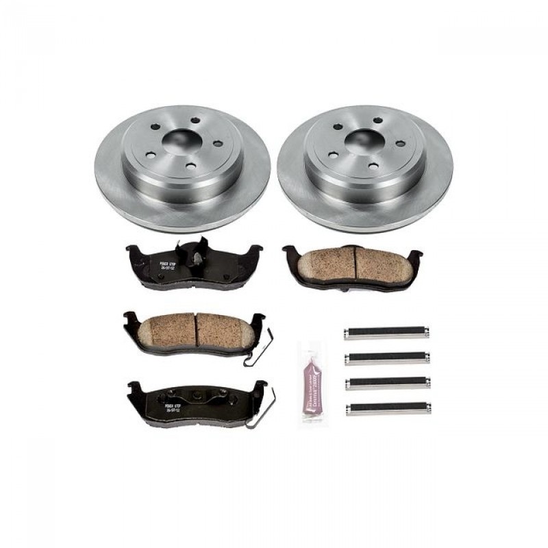 Power Stop Rear Stock Replacement Brake Pad and Rotor Kit for 05-10 Jeep Grand Cherokee WK, 06-10 Commander