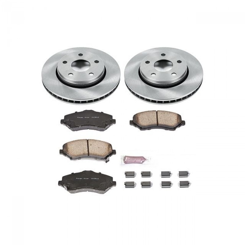 Power Stop Front Stock Replacement Brake Pad and Rotor Kit for 07-18 Jeep Wrangler JK and JK Unlimited