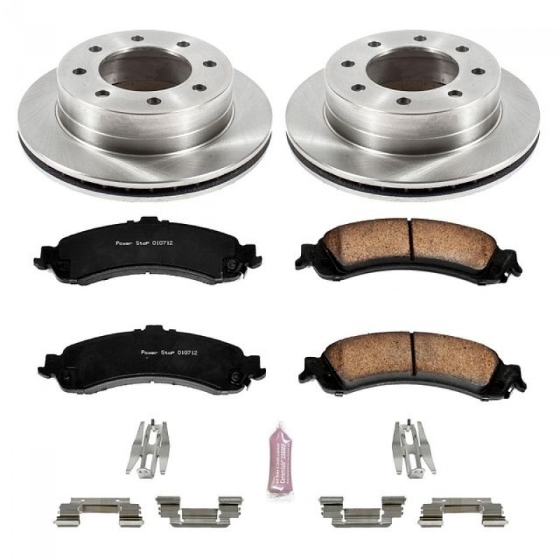 Power Stop Rear Stock Replacement Brake Pad and Rotor Kit for 2005 Chevrolet Silverado and GMC Sierra 1500 HD
