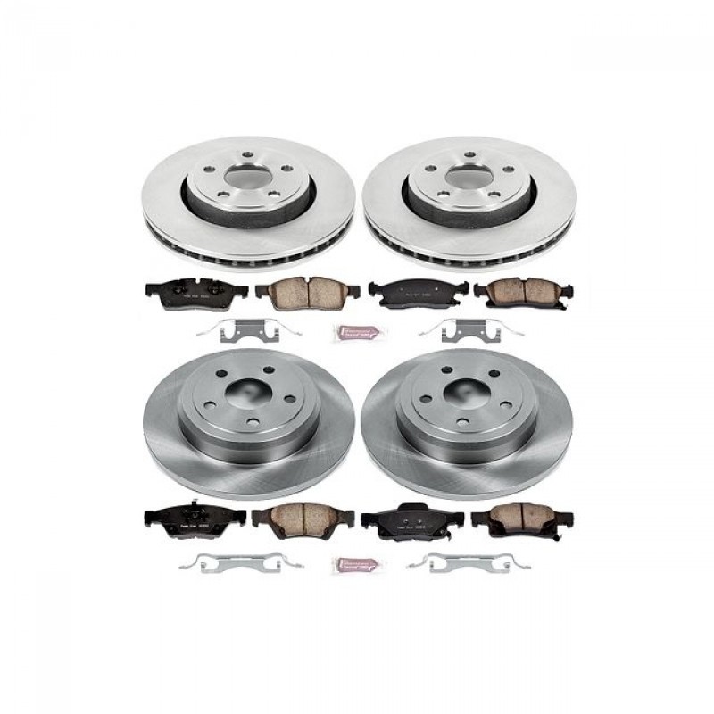 Power Stop Front and Rear Stock Replacement Brake Pad and Rotor Kit for 11-16 Jeep Grand Cherokee WK