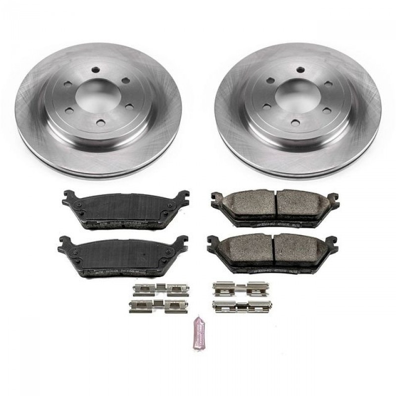 Power Stop Rear Stock Replacement Brake Pad and Rotor Kit for 18-19 Ford F150