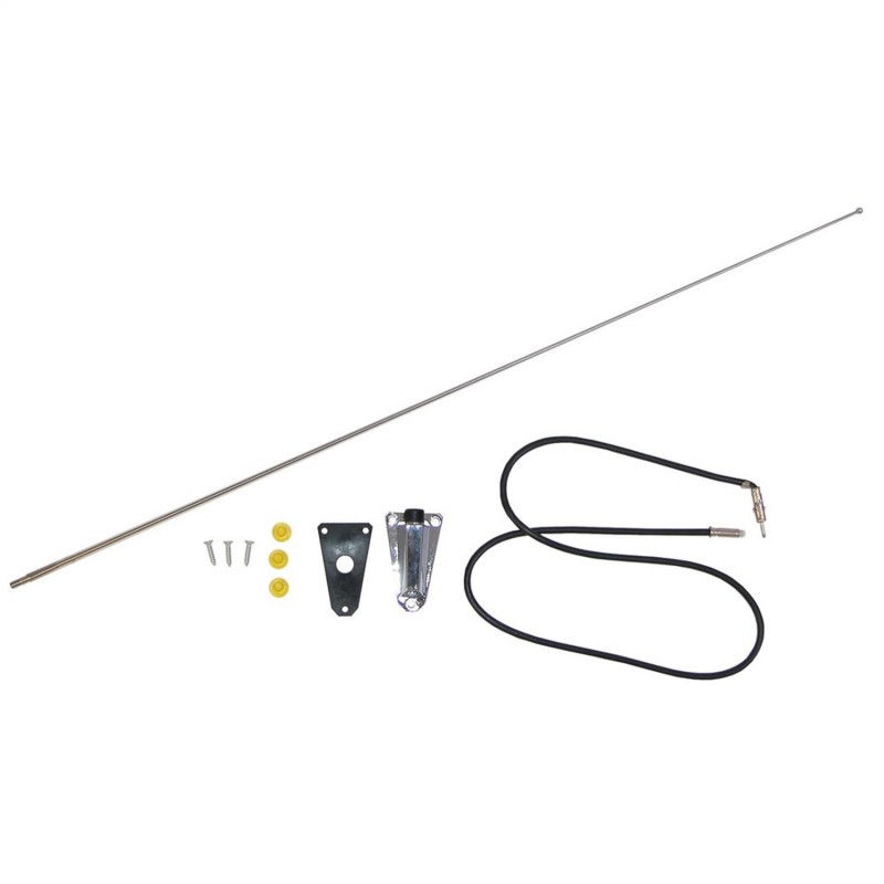 Omix This chrome replacement antenna kit from Omix fits 76-86 Jeep CJ and 87-95 Wrangler YJ.