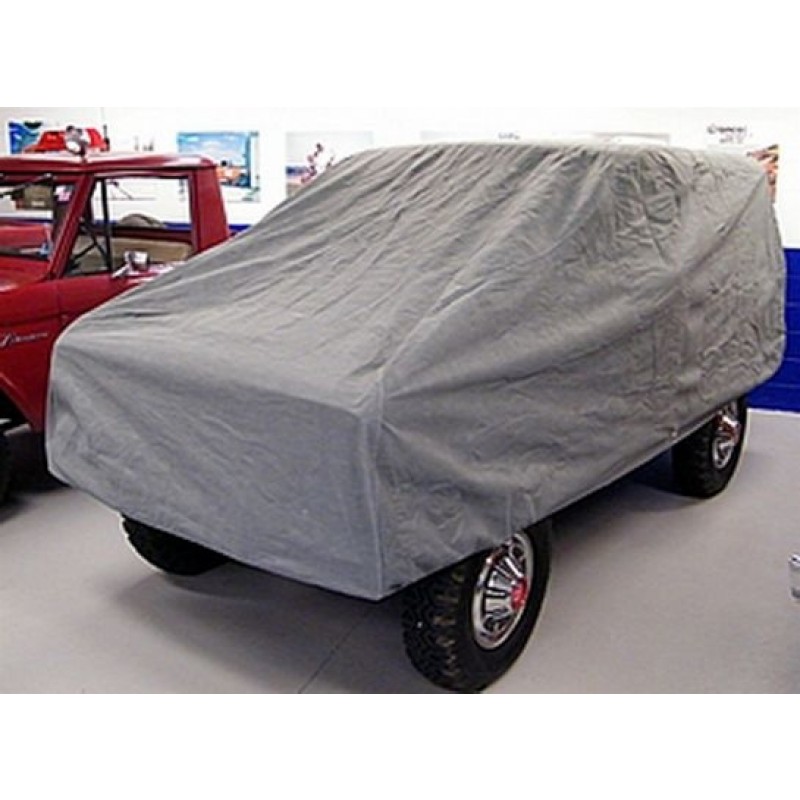 Rampage 4-Layer Breathable Car Cover with Lock, Cable & Storage Bag for 66-77 Ford Bronco - Gray